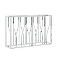 vidaXL Console Table 43.3"x11.8"x27.6" Stainless Steel and Glass