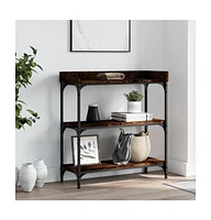 vidaXL Console Table with Shelves Smoked Oak 29.5"x11.8"x31.5"