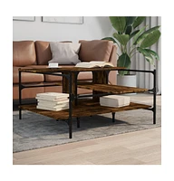 vidaXL Coffee Table Smoked Oak 39.4"x39.4"x19.1" Engineered Wood