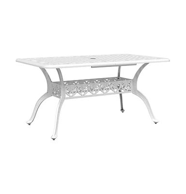 vidaXL Patio Table White 59.1"x35.4"x28.3" Cast Aluminum