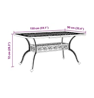 vidaXL Patio Table White 59.1"x35.4"x28.3" Cast Aluminum