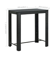 vidaXL Patio Bar Table 39.4"x23.8"x43.5" Poly Rattan