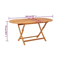 vidaXL Folding Patio Table 63"x33.5"x29.5" Solid Eucalyptus Wood