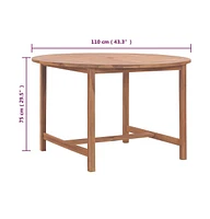 vidaXL Patio Dining Table 43.3"x29.5" Solid Wood Teak