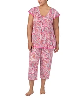 Ellen Tracy Plus Printed Cropped Pajama Set