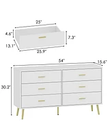 Homsee Black Wood Dresser Chest of Drawer With 6 Drawers