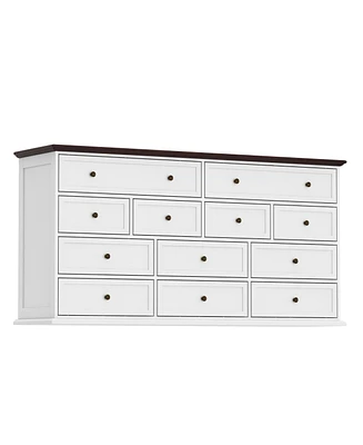 Homsee 12-Drawer White Wood Dresser Storage Cabinet Vintage Style