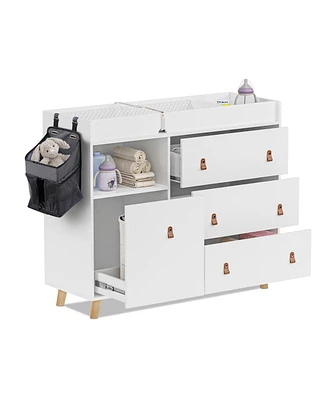 Homsee 4-Drawer Brown Kids Low Dresser Storage Organizer