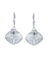 Bling Jewelry Hawaiian Seaside Escape Set Sand Dollar, Starfish, Seashell Dangle Stud Earrings & Necklace For Women 14K Gold