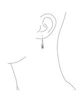 Bling Jewelry Natural Amethyst Celtic Irish Love Knot Work Purple Oval Bezel Set Fish Hook Dangle Earrings .925 Sterling Silver