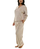 Roudelain Women's Long-Sleeve Ribbed Velour Pajama Set
