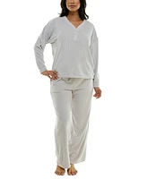 Roudelain Women's Long-Sleeve Ribbed Velour Pajama Set