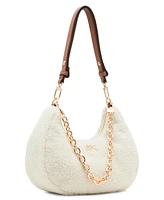 Anne Klein Small All Over Sherpa Crescent Shoulder Bag