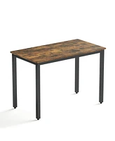 Slickblue Dining Table Set – Industrial Style Bar Table with 2 Benches and Chairs, Rustic Brown and Black