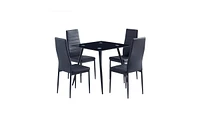 Slickblue Set of 4 Modern High Back Dining Chairs with Elegant Striped Texture Easy Assembly