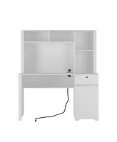 Slickblue Computer Desk with Hutch & Bookshelf – Wood Executive Desk for Teens and Students, Writing Laptop Desk with Drawers