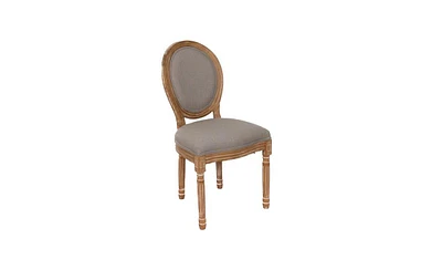 Slickblue French Country Dining Chairs with Round Back Set of 2, Upholstered, Solid Wood Legs, Side Chairs for Living Room, Wedding Event- Grey