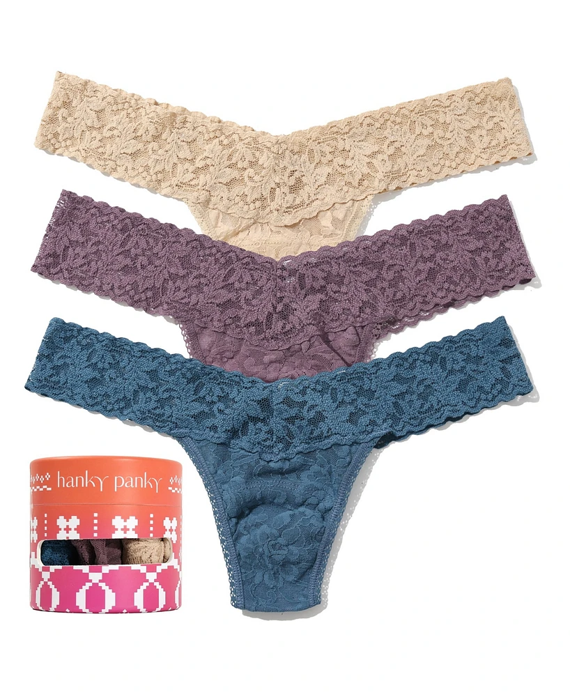 Hanky Panky Women's Holiday 3 Pack Low Rise Thong Underwear