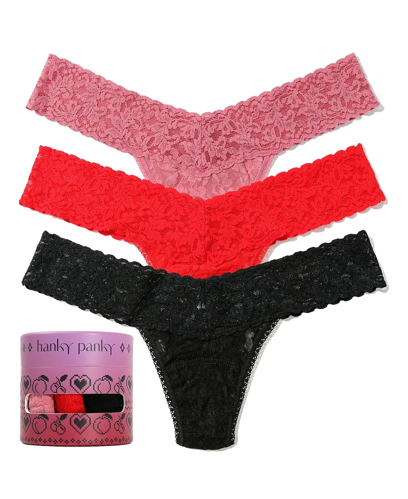 Hanky Panky Women's Holiday 3 Pack Low Rise Thong Underwear