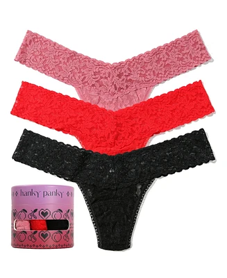 Hanky Panky Women's Holiday 3 Pack Low Rise Thong Underwear