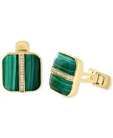 Effy Men's Malachite & Diamond (1/6 ct. t.w.) Cufflinks in Gold-Plated Sterling Silver