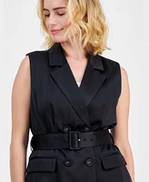 I.n.c. International Concepts Petite Notched-Collar Belted Vest, Created for Macy's