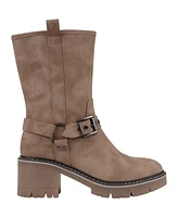 Gc Shoes Women's Knox Buckle Lug Sole Block Heel Mid Calf Boots