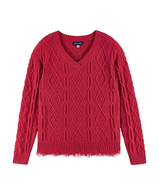 Andy & Evan Big Girls Red Cable Knit Sweater