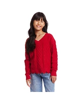 Andy & Evan Big Girls Red Cable Knit Sweater