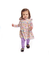 Andy & Evan Baby Girls Babydoll Dress w/Purple Legging Set