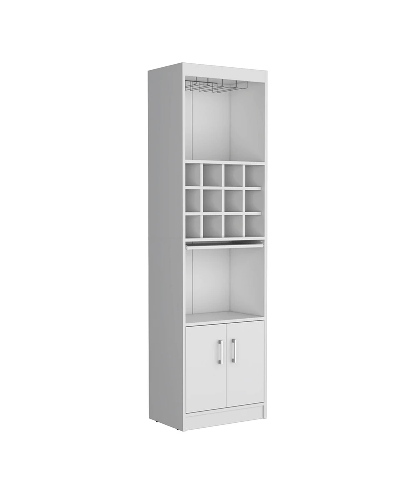 Depot E-Shop Pisek Bar Cabinet 5-Tier, Wine Cabinet, Liquor Cabinet, 12 Bottle Cubbies, 5 Shelves