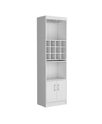 Depot E-Shop Pisek Bar Cabinet 5-Tier, Wine Cabinet, Liquor Cabinet, 12 Bottle Cubbies, 5 Shelves