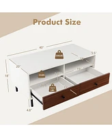 Gymax Coffee Table Modern Rectangle w/ Storage Shelf & Drawers Living Room Furniture
