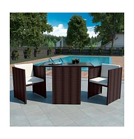 vidaXL 3 Piece Bistro Set with Cushions Poly Rattan