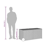 vidaXL Garden Storage Box with Wheels Brown 74.8 Gal Poly Rattan