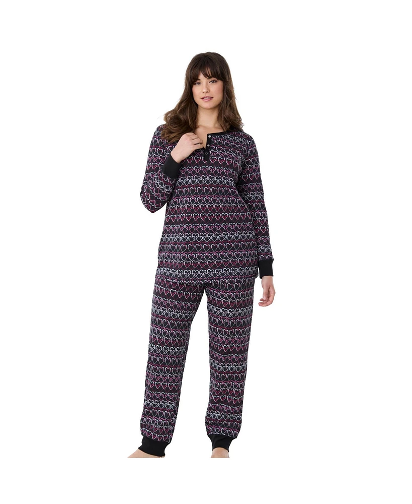 Dreams & Co. Plus Thermal Henley Pajama Set