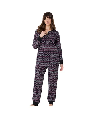 Dreams & Co. Plus Thermal Henley Pajama Set