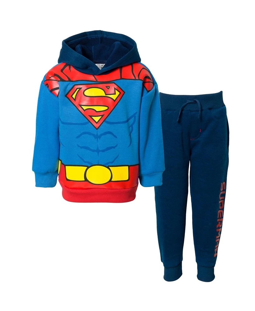 Dc Comics Toddler Boys Justice League Superman Batman Fleece Pullover Hoodie and Pants Outfit Set to