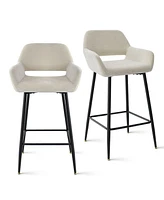 Maison Boucle 24" Counter Height Velvet Bar Stools Set of 2 with Back-Maison