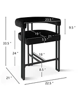 Maison Boucle Velvet Counter Stool,Boasting Curved Frame Armrest Stool with Three Legs(1PK)-Maison