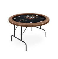 SereneLife Foldable and Portable Rounded Poker/Casino Game Table with Cushioned Rail for 8 Players