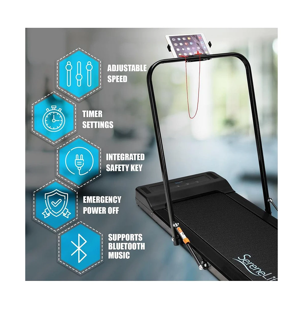 SereneLife Walkpad Motorized Treadmill with 16 Preset Programs and 1