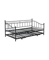 Slickblue Metal Daybed with Pop-Up Trundle for Extra Guest Sleeping Space