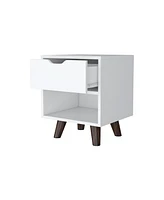 Depot E-Shop Cliff Modern Nightstand 19"H with Spacious Drawer, Open Storage Shelf and Chic Wooden Legs