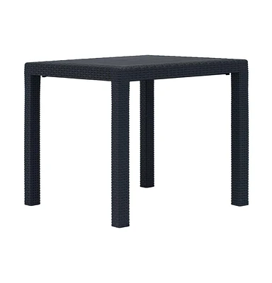 vidaXL Patio Table Anthracite 31.1"x31.1"x28.3" Plastic Rattan Look