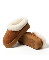 Dearfoams Fireside by Women's Bendigo Genuine Shearling Quilted Platform Clog Slipper