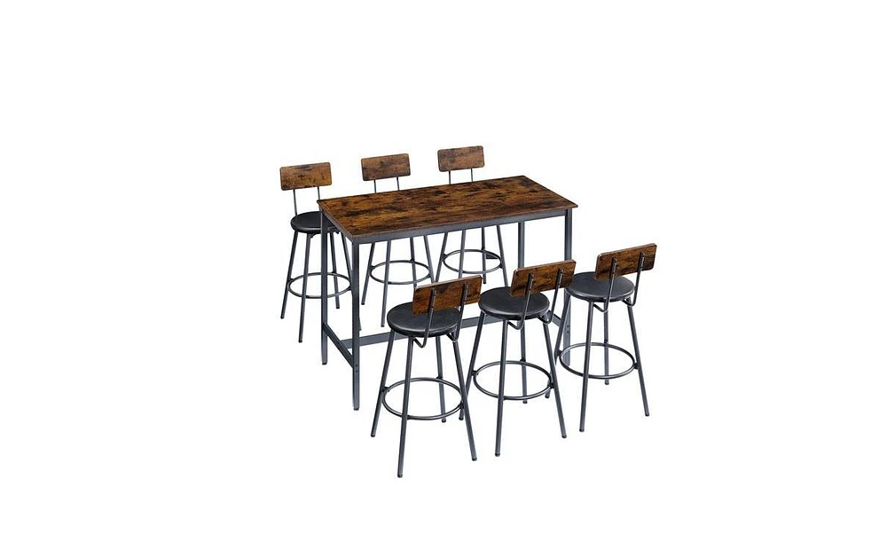 Slickblue 7-Piece Pub-Height Dining Table Set with Chairs for Modern Kitchen or Bar Area