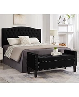 Slickblue Upholstered Tufted Button Storage Bench with Nailhead Trim