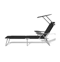 vidaXL Sun Lounger with Canopy Steel