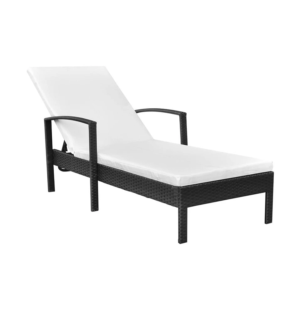 vidaXL Sun Lounger with Cushion Poly Rattan